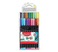 Rotuladores Finos Maped Graph'Peps, Set de 20 Colores Surtidos, Punta Metálica de 0.4mm, Tinta Suave y Duradera, Diseño Ergonómico, Ideales para Escritura Bocetos Dibujo Notas y Bullet Journal