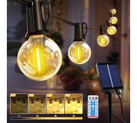 ROVLAK Guirnaldas Luces Exterior Solar 10M 15+1 LED G40 Bombillas Cadena Luces Jardín con Batería 1800 mAh, IP44 Impermeable, 8 Modos, Control Remoto Luz Decoración para Terraza, Patio, Boda, Fiesta