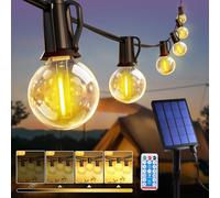 ROVLAK Guirnaldas Luces Exterior Solar 15M 25+3 LED G40 Bombillas Cadena Luces Jardín con Batería 3600 mAh, IP44 Impermeable, 8 Modos, Control Remoto Luz Decoración para Terraza, Patio, Boda, Fiesta