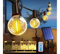 ROVLAK Guirnaldas Luces Exterior Solar 18M 30+4 LED G40 Bombillas Cadena Luces Jardín con Batería 3600 mAh, IP44 Impermeable, 8 Modos, Control Remoto Luz Decoración para Terraza, Patio, Boda, Fiesta