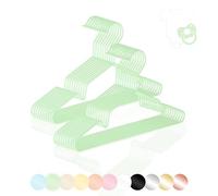 ROW&LINE® - Perchas para Ropa Infantil (30 cm) - 20 Piezas (Verde Pastel) - ahorran Espacio - Resistentes para Ropa Pesada - Perchas para muñecas para una Apariencia Uniforme en el Armario