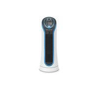 Rowenta Eole Compact Ventilador Pequeño Portatil de 30 W, Airflow 3D con 3 Velocidades de Aire y Sistema Silencioso 45dB, Potente, Moderno, Sin Aspas, Tecnológico, Color Blanco, Negro Y Azul VU6210