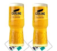 Roxley X2 Carling vasos de cristal también vienen con 2 alfombrillas de cerveza de marca