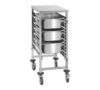 Royal Catering Carro bandejero para 7 bandejas RCTW 7 GN1/1 (Capacidad de carga 50 kg, 2 seguros verticales, Acero inoxidable, Para GN 1/1, 1/2, 1/3, 2/3, 2/8)