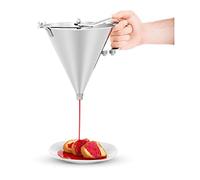 Royal Catering Embudo Dosificador Dispensador RCOF-2 (2 L, Acero inoxidable, 3 Dosificadores Ø 4/5/6 mm, incl. Soporte)