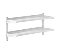 Royal Catering Estante De Pared Metálico Estantería para Cocina RCWR-1200.4 (Capacidad: 40 kg, Acero Inoxidable, 2 baldas, 40 x 120 cm)