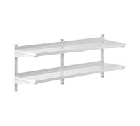Royal Catering Estante De Pared Metálico Estantería Para Cocina RCWR-1500.4 (Capacidad: 40 kg, Acero Inoxidable, 2 baldas, 40 x 150 cm)