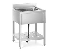 Royal Catering Fregadero Industrial de Cocina con Gran Capacidad RCSSS-60X60-S (Acero inoxidable, Dimensiones del mueble: 60 x 60 cm, 1 cubeta de 45 x 40 x 25,5 cm)