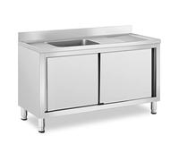Royal Catering Fregadero Industrial de Cocina RC-IKS05 (Cuba: 500 x 400 x 240 mm, Con armario, Fabricado en acero inoxidable)