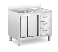 Royal Catering Fregadero Industrial de Cocina RC-IKS10 (Cuba: 400 x 400 x 300 mm, Con armario, Fabricado en acero inoxidable)