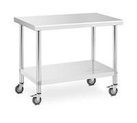 Royal Catering Mesa de Trabajo de Acero Inoxidable con Ruedas, 60 x 100 cm, Capacidad de Carga de 155 kg