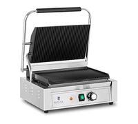 Royal Catering Parrilla de Contacto Grill RCPKG-2200-R (Potencia: 2200 W, Superfice ondulada, Rango de temperatura: 50-300 °C)