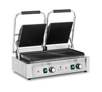 Royal Catering Parrilla de Contacto Grill RCPKG-3600-R (Potencia: 3.600 W, Superfice ondulada, Rango de temperatura: 50-300 °C)
