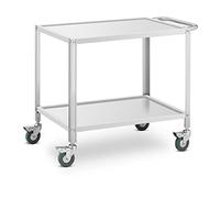 Royal Catering Carro de Cocina, Acero Inoxidable, 2 Bordes, 100 kg | Carro de Servir, 80 x 57 x 3,5 cm, 53 cm de Distancia