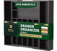 ROYAL CRAFT WOOD Organizador de cajones de cocina de bambú de lujo, organizador de cubiertos, soporte para utensilios y bandeja de cubiertos con separadores ranurados para cubiertos y utensilios de