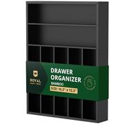 ROYAL CRAFT WOOD Organizador de cajones de Cocina de bambú, Organizador de Cubiertos/Soporte para Utensilios y Bandeja de Cubiertos (Negro)