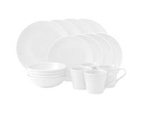 Royal Doulton - Colección Gordon Ramsay Maze White - Juego de 16 platos llanos, platos auxiliares, cuencos de cereales y tazas - Ideal para desayuno, almuerzo y cena