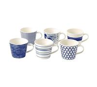Royal Doulton Juego de 6 Tazas de Porcelana Pacific Blue Collection, café, té y Chocolate Caliente, 400 ml