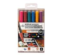Royal & Langnickel 12 rotuladores de pintura acrílica para artistas de 1,2 mm, colores de joyas.