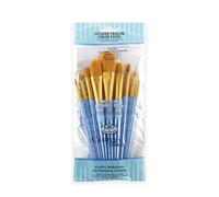 Royal & Langnickel Crafter's Choice - Juego de pinceles de fibra de taklon (9 unidades, punta de lengua de gato y wash)
