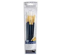 Royal & Langnickel RSET-9188 - Set de brochas de mango, de taklon (5 piezas) color blanco
