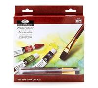 Royal & Langnickel WAT18 - Pack de 18 tubos de pintura para acuarela (12 ml, 2 pinceles), multicolor