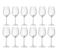 ROYAL LEERDAM Plisse - Juego de 12 copas de cristal transparente, compuesto por 6 copas de vino blanco de 38 cl y 6 copas de vino tinto de 50 cl