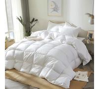 Royal Luxe Edredón de fibra de plumón de ganso, relleno de edredón tamaño King, funda de algodón 100% para todas las estaciones, edredón ligero ultra suave y lujoso, ropa de cama de hotel, 104 x 88