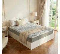 ROYAL SLEEP - Pack Descanso Montaje y Retirada de Usado Incluido | Colchón Viscoelástico Ceramic 20cm | 120x190 | Canapé Abatible Madera Gran Capacidad | Blanco