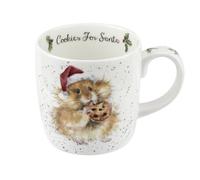 Royal Worcester Taza de invierno de galletas para Papá Noel, de 14 onzas, arte de hámster, porcelana de hueso, apta para microondas y lavavajillas, diseños Wrendale