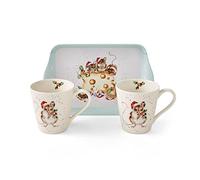Royal Worcester Wrendale Deigns - Juego de taza y bandeja con diseño de ratones navideños