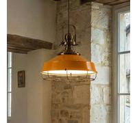 ROYALTECH Lámpara colgante Astel, amarillo, Ø 41 cm, metal, detalle latón envejecido