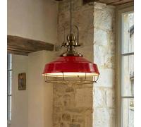 ROYALTECH Lámpara colgante Astel, roja, Ø 41 cm, metal, detalle latón envejecido