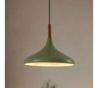 ROYALTECH Lámpara colgante Chris, verde menta/blanco, Ø 35 cm, metal, detalle madera