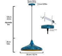 ROYALTECH Lámpara colgante Claus, azul/oro, Ø 35 cm, metal, E27