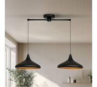 ROYALTECH Lámpara colgante Claus, negra, longitud 85 cm, 2 luces, metal