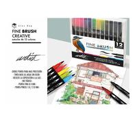 ROYMART ESTUCHE 12 ROTULADORES DOBLES FINE BRUSH GAMA CREATIVE ROTULADORES 17x15x1 Cms.