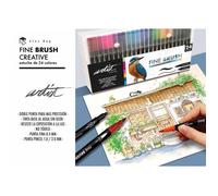 ROYMART ESTUCHE 24 ROTULADORES FINE BRUSH GAMA CREATIVE 2 PUNTAS ROTULADORES 30x17x1 Cms.
