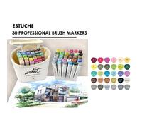 ROYMART ESTUCHE 30 ROTULADORES CANVAS PROFESSIONAL BRUSH MARKER MALETINES ARTIST Y LITTLE 11x9x17 Cms.
