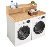 Royxen Encimera de 2 niveles, tamaño universal, para lavadora y secadora con espacio de almacenamiento, altura de 29,9 cm, madera maciza, roble