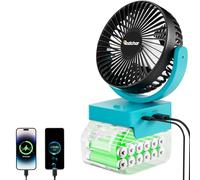 Rozlchar Ventilador inalámbrico portátil para batería Makita de 18 V, funciona para BL1860 BL1850 BL1840 BL1830, motor sin escobillas con USB C de carga rápida para camping, taller y sitio de