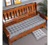 Rr tianshi Cojín grueso de algodón para banco de 2/3 plazas, cojín de asiento largo de algodón para el hogar, jardín, patio, columpio, interior (170 x 50 cm, gris)