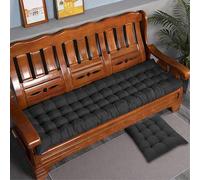 Rr tianshi Cojín grueso de algodón para banco de 2/3 plazas, cojín de asiento largo de algodón para el hogar, jardín, patio, columpio, interior (100 x 40 cm, negro)