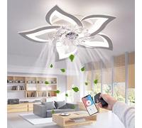 RRBEST Ventilador de techo con Luz LED Regulable, Silencioso Ventilador de techo con Luz con Mando a Distancia y APP, para Dormitorio Salón (Blanco,69cm)