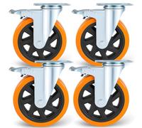 RRIUTO Ruedas para Muebles de 150 mm con Freno, Ruedas Giratorias con Doble Bloqueo, Set de 4 Ruedas para Cargas Pesadas Carga 1000KG, Silenciosas Ruedas de Poliuretano Rotación de 360°