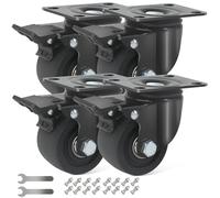 RRIUTO Ruedas para Muebles Pesados con Freno, 75MM Ruedas Giratorias, 4 Rueda Pivotantes Grandes Carga de 2000KG, Silencioso y Resistente Nylon Ruedas de Placa Industriales
