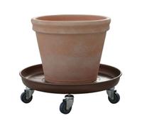 RRYPBOVG Plato para Maceta con Ruedas Bandeja for platillos con Ruedas | Carro con ruedas fácil de limpiar, maceta, superficie antideslizante, rueda redonda(Bronze 32CM)