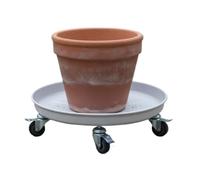 RRYPBOVG Plato para Maceta con Ruedas Bandeja for platillos con Ruedas | Carro con ruedas fácil de limpiar, maceta, superficie antideslizante, rueda redonda(White 26CM)
