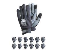 RS PANTALLA Guantes de montaje El primer guante de cuero del mercado con función de pantalla táctil/talla 10, 12 pares/gris/guantes de trabajo/cuero/guantes de piel/guantes de protección/con cierre de