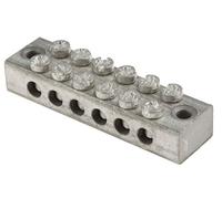 RS PRO Abrazadera de escalera de protección, doble tornillo, 6 pines, tornillos, 0 a 16 mm², gris, paquete de 5 unidades